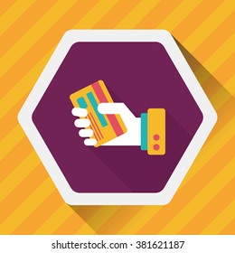 credit card flat icon with long shadow,eps10