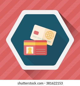 credit card flat icon with long shadow,eps10