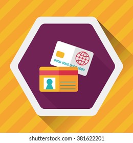 credit card flat icon with long shadow,eps10