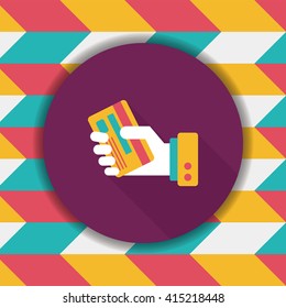 credit card flat icon with long shadow,eps10