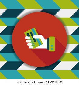credit card flat icon with long shadow,eps10