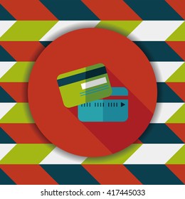 credit card flat icon with long shadow
