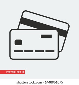 Credit card flat icon on white background, vector illustration