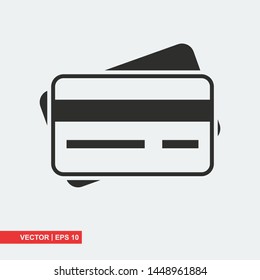 Credit card flat icon on white background, vector illustration