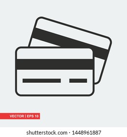 Credit card flat icon on white background, vector illustration