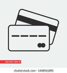 Credit card flat icon on white background, vector illustration