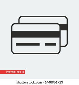 Credit card flat icon on white background, vector illustration