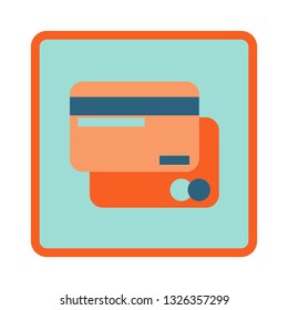 Credit card flat icon in square frame