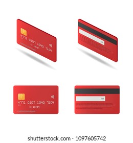 Credit card flat and isometric vector icons