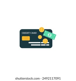 Credit card flat vector icon isolated on white background