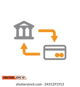 Credit card flow flat icon design vector graphic of template, sign and symbol 