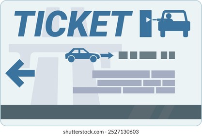Billete de peaje con formato de tarjeta de crédito con su banda magnética en estilo de diseño plano (recortado)