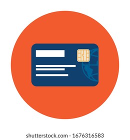 credit card in frame circular isolated icon vector illustration design