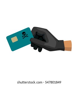 Credit card fraud icon in cartoon style isolated on white background. Hackers and hacking symbol stock vector illustration.