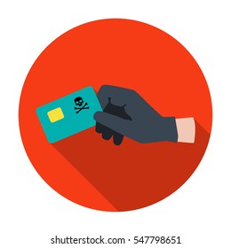 Credit card fraud icon in flat style isolated on white background. Hackers and hacking symbol stock vector illustration.