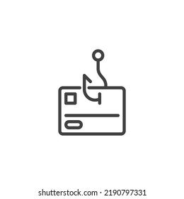 Credit Card Fraud Line Icon. Linear Style Sign For Mobile Concept And Web Design. Credit Card Phishing Outline Vector Icon. Symbol, Logo Illustration. Vector Graphics