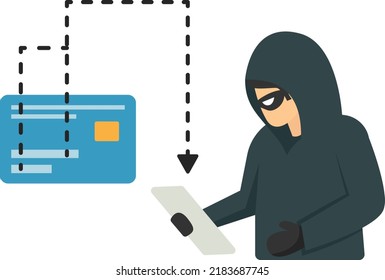 Credit card fraud vector icon design, White Collar Crime symbol, Computer crime Sign, security breakers stock illustration, card skimmers or shimmers Concept