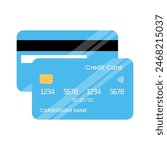 Credit card front and back view isolated on white background. Vector illustration
