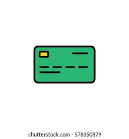Credit card front view flat line icon