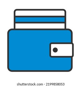 Credit Card Get Out From Purse Icon. Editable Bold Outline With Color Fill Design. Vector Illustration.