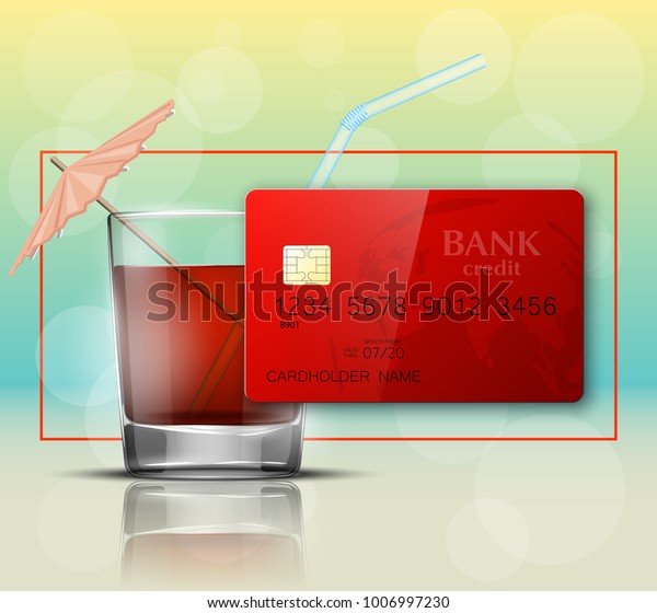 Credit Card Glass Cold Drink Alcohol Stock Vector Royalty Free