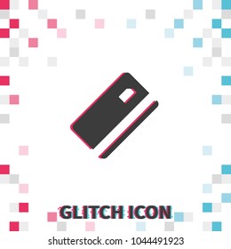 Credit card  glitch effect vector icon.