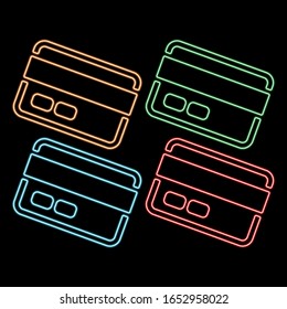 Credit card glowing neon ui ux icon. Glowing sign logo vector