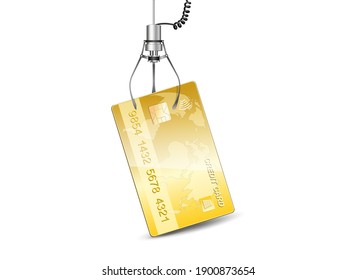 Credit Card Gold International, With Gripper Arm,
Credit Card Selection, Cashless Payments,
Vector Illustration Isolated On White Background
