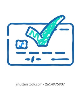 credit card green check doodle icon sketch vector. credit card green check sign. isolated symbol illustration