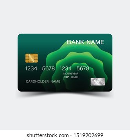 Credit card. With green elements design. And inspiration from abstract. On white background. 