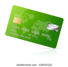 Credit Card Green Icon Isolated On White