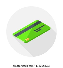Credit card Green right view icon vector isometric. Flat style vector illustration.