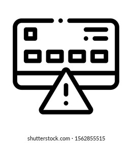 Credit Card Hacking Icon Vector. Outline Credit Card Hacking Sign. Isolated Contour Symbol Illustration