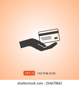 Credit card and hand