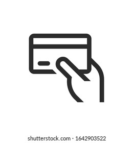  credit card with hand flat icon design