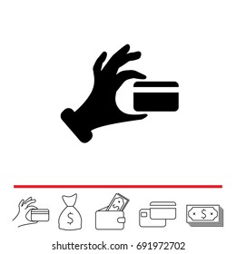 Credit card in hand icon