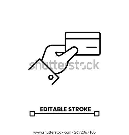 credit card in hand icon editable stroke line icon vector illustration