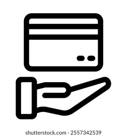 Credit card hand icon with simple and line style