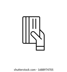 Credit card in hand icon vector image. Can also be used for e-commerce. Suitable for mobile apps, web apps and print media.