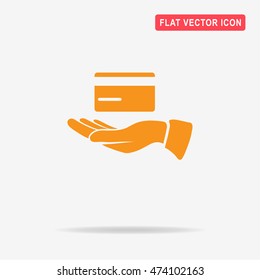 Credit card and hand icon. Vector concept illustration for design.
