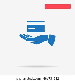 Credit card and hand icon. Vector concept illustration for design.