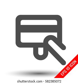 Credit card in the hand logo. Hand holding a credit card. Vector illustration.
