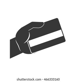 credit card hand silhouette money financial icon. Isolated and flat illustration. Vector graphic
