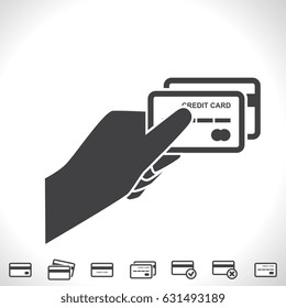 Credit Card in Hand Vector Icon Isolated on White Background