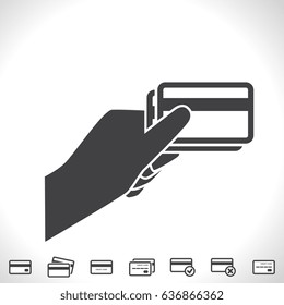 Credit Card in Hand Vector Icon Isolated on White Background