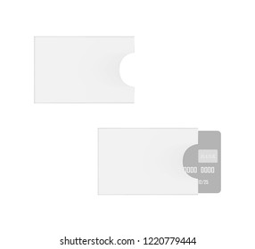 Credit card holder isolated on white background template. Blank card envelope. Vector mock-up for design.