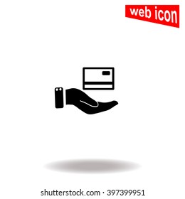 Credit card holding. Universal icon to use in web and mobile UI