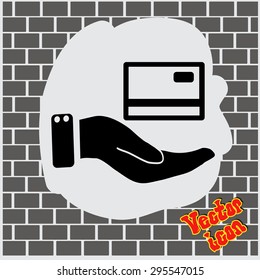 credit card holding vector icon