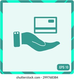 credit card holding vector icon
