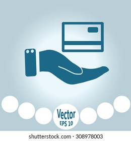 credit card holding vector icon